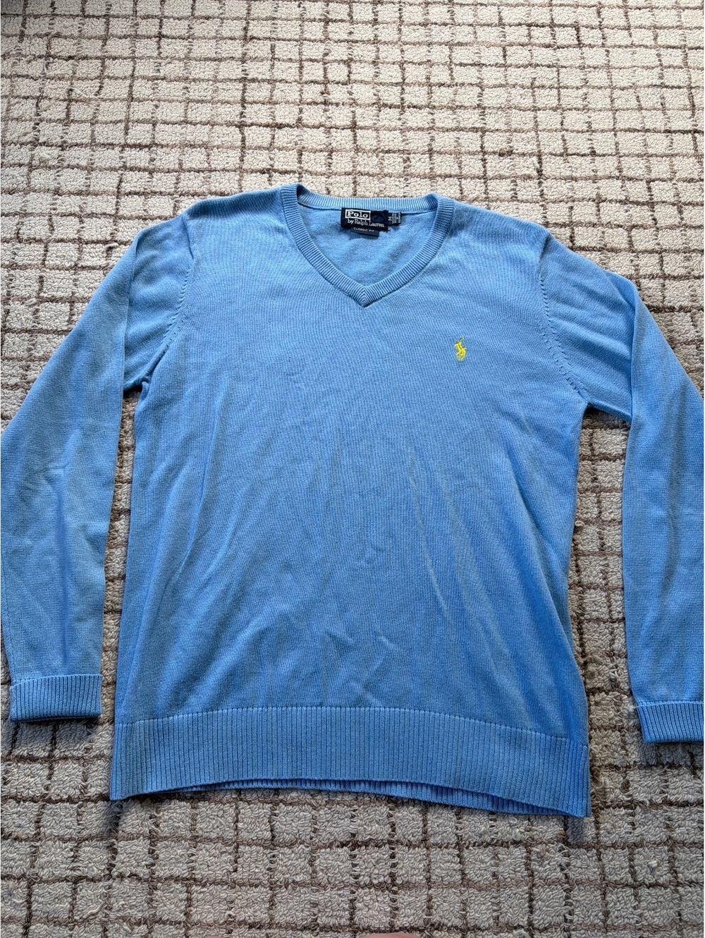 Polo by Ralph Lauren Classic Fit V-Neck Cotton Sweater Preppy Academia Med